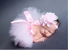 

Adorable Newborn Baby Girl Tutu Skirt Knitted Crochet Headband Photo Prop Clothes Outfits 2pcs