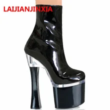 LAIJIANJINXIA/женские ботинки на высоком каблуке 18 см; большие размеры; женские вечерние ботильоны для танцев; обувь со шнуровкой; реальное изображение