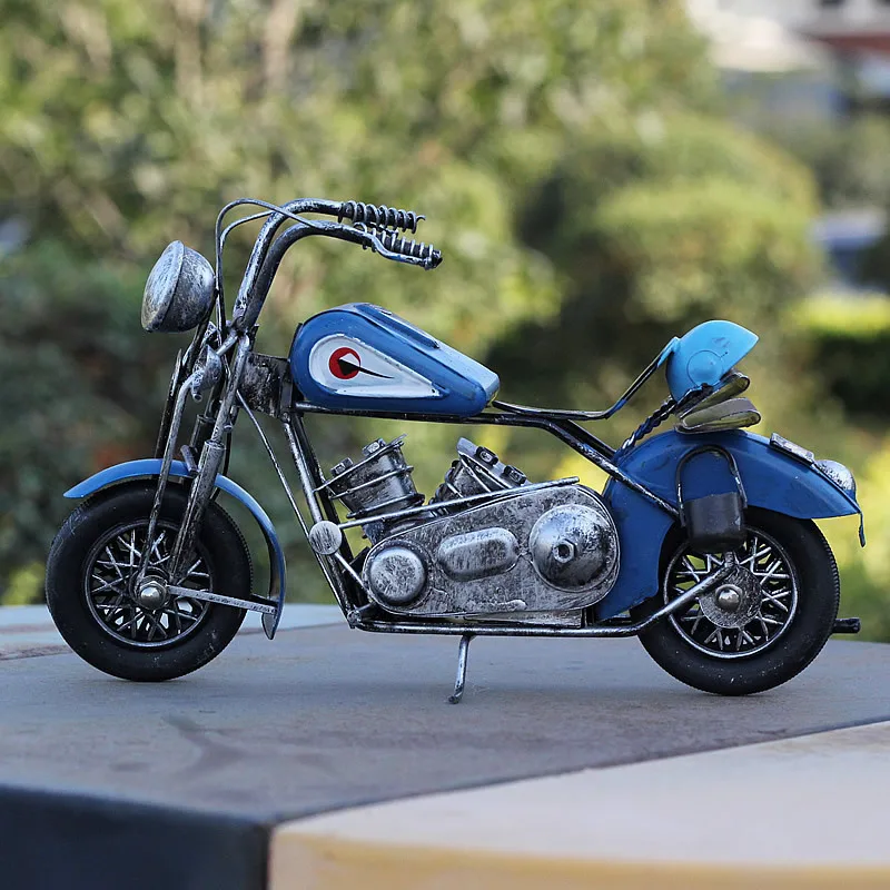 Ретро железная модель мотоцикла Металлические ремесла бутик автомобиля фотографии фон подставки для домашнего декора мальчиков специальные подарки на день рождения