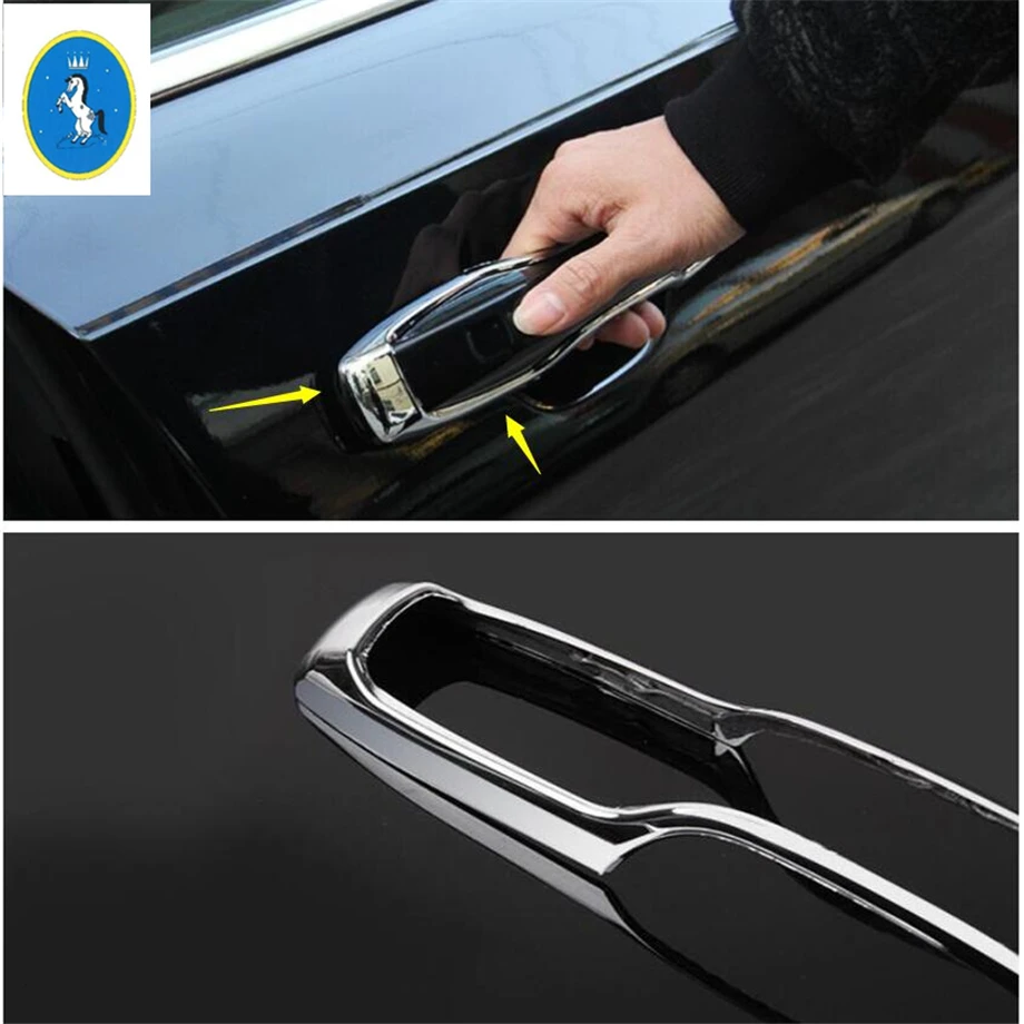 

Yimaautotrims Chrome Door Handle Catch Cap Auto Accessories Cover Trim 4 Pcs Fit For Volvo V90 Cross Country 2017 2018 2019 ABS