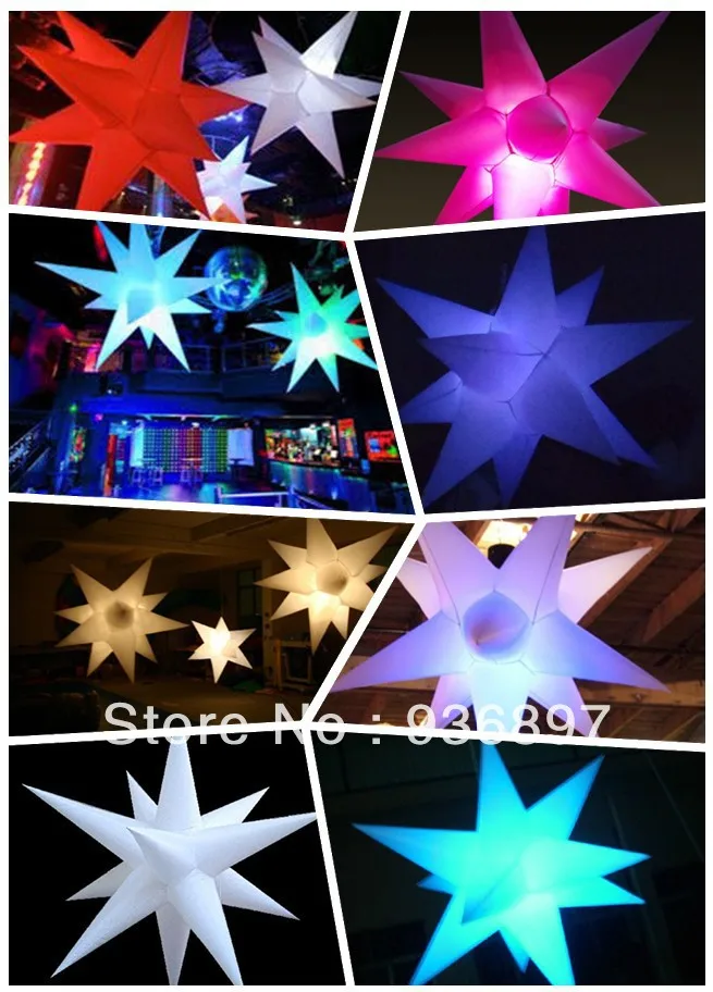 Free shipping 16 colors-changing inflatable star with LED light in, can controled by remote control, lowest price for sale