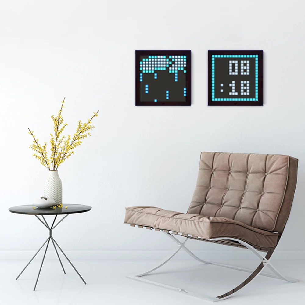 Divoom Pixoo Pixel Art Bluetooth беспроводной светодиодный цифровой панельные часы сигнализация костюм для Android и IOS система управления СВЕТОДИОДНЫЙ с помощью приложения DIY