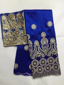 

Royal Blue Quality George Lace Fabric With Sequins For Wedding Dress Nigeria Sequined Embroidered George Lace Fabric JE003