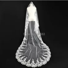 Однослойная белого цвета или цвета слоновой кости кружевная свадебная вуаль длинная вуаль из тюля для невесты