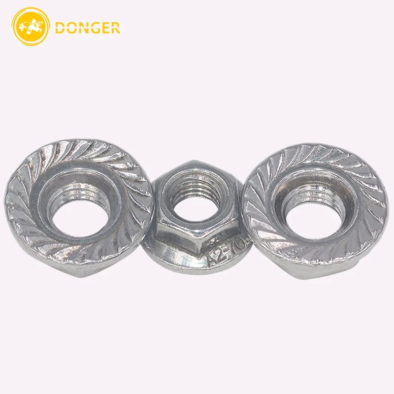 

10/20Pcs DIN6923 M3 M4 M5 M6 M8 M10 M12 Hexagon Flange Nuts Pinking Slip Locking Lock Nut 304 Stainless Steel