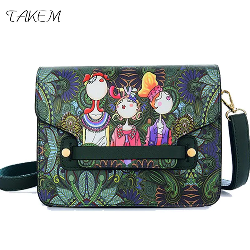 

TAKEM NEW2018 Forest Series Crossbody Bags for Women Cartoon Print Women's Over-the-shoulder Bags Shoulder Bag Female Lady's Bag