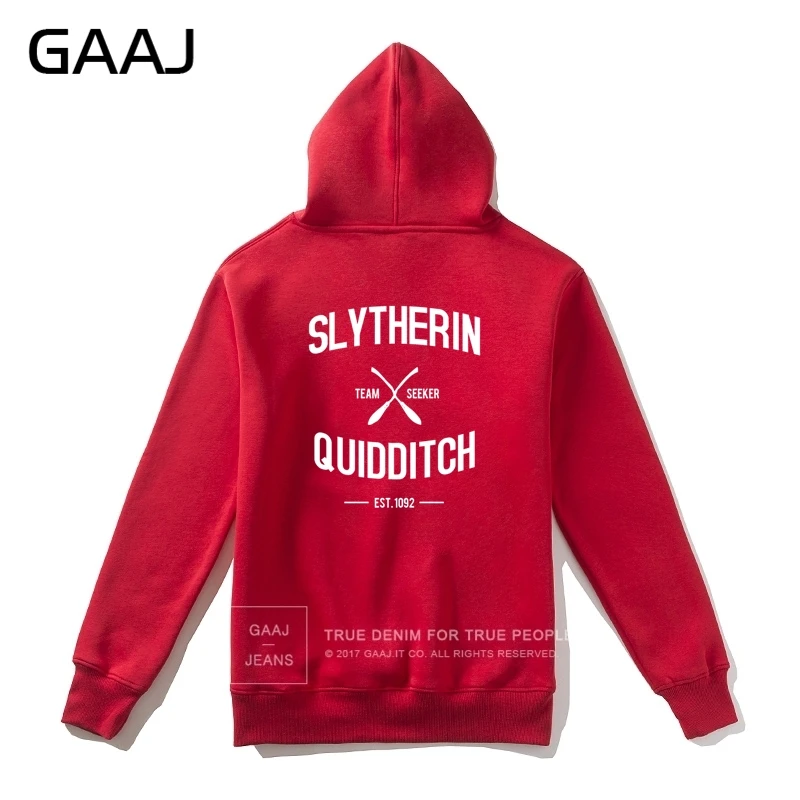 GAAJ "Slytherin Quidditch Team" с принтом букв, мужская толстовка с капюшоном, Женская Повседневная Уличная одежда, толстовки, пальто, повседневная мужская куртка, новая куртка - Цвет: Red With Zipper