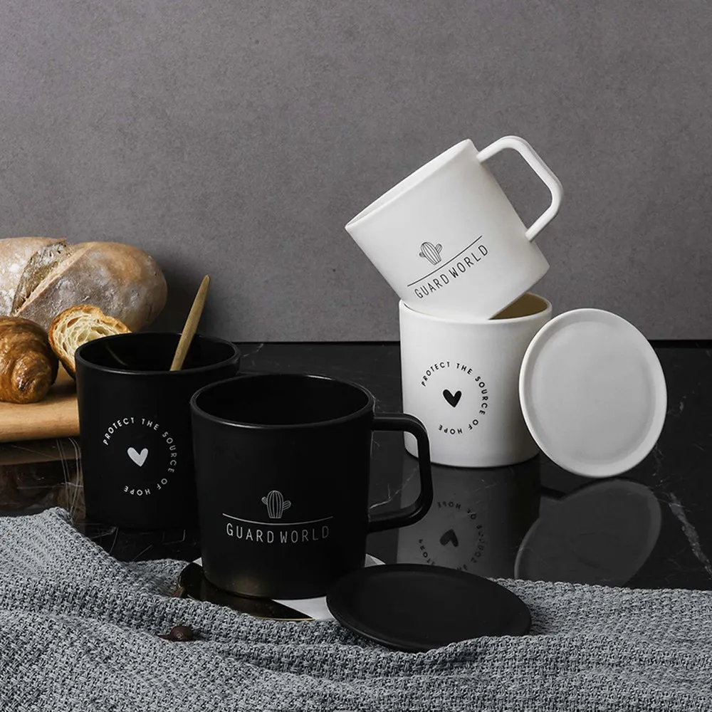 

Drinkware Mugs Simple Cup With Lid Personality Milk Juice Coffee Tea Reusable Water Cups 250ml PP Water Cup