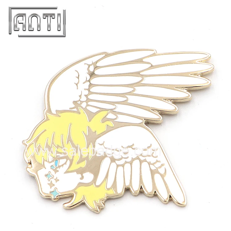 

Custom creative angel and devil with wings lapel pin high quality hard enamel Badge no MOQ