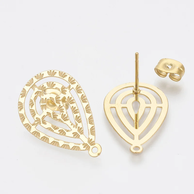 

Prevent allergies Stainless Steel Gold Color Drop Shape Earrings Hooks with One Hole Stud Earring Craft Earring Jewelry Making
