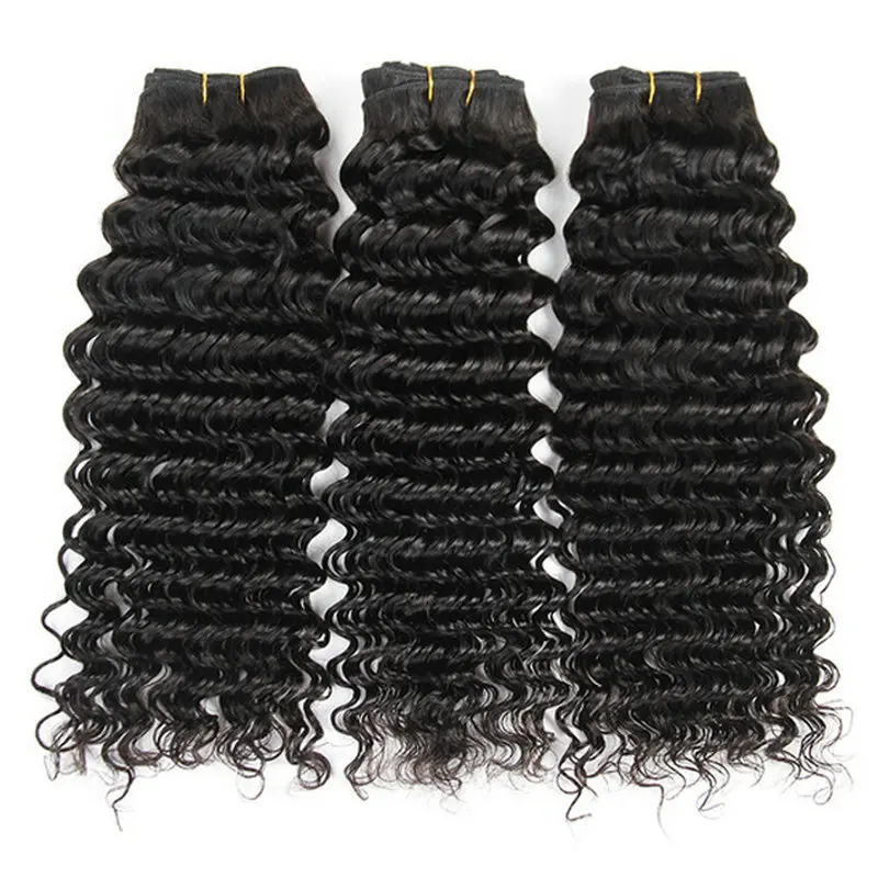 Yavida Deep Wave 3 Bundles Deal Peruvian Hair Bundles non-Remy Hair Extensions Human Hair Bundles No Tangle No Shedding
