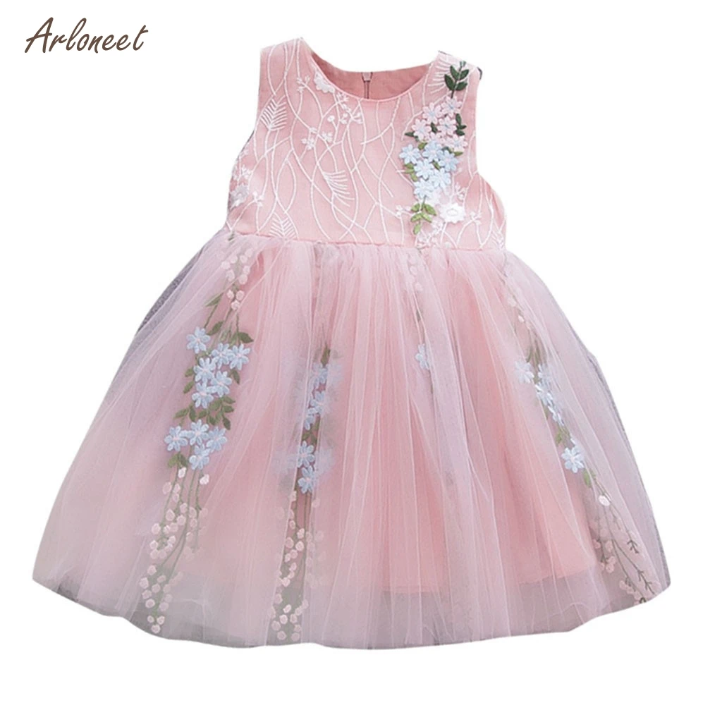 

ARLONEETprincess dresses for girls clothes Winter Sleeveless Solid Color Floral Mesh Splicing Gauze Puff Party Princess Dresses