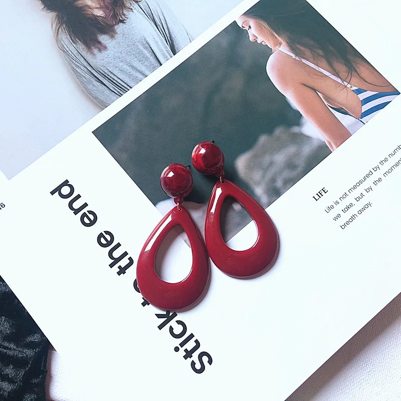BELLAHYDIARY Hot Red Acrylic Acetate Water Drop Earrings For Women Girls Sexy Wedding Party Earings Pendientes Jewelry Brincos (4)
