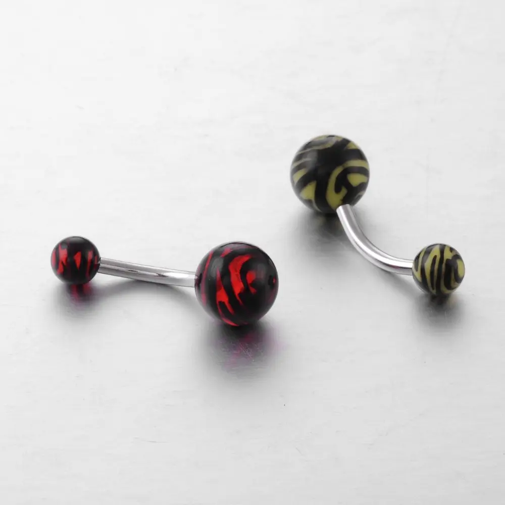 Wholesale - 100pcs Acrylic UV Ball Surgical Stainless Steel Navel Ring Belly Bar Body Piercing Jewelry |