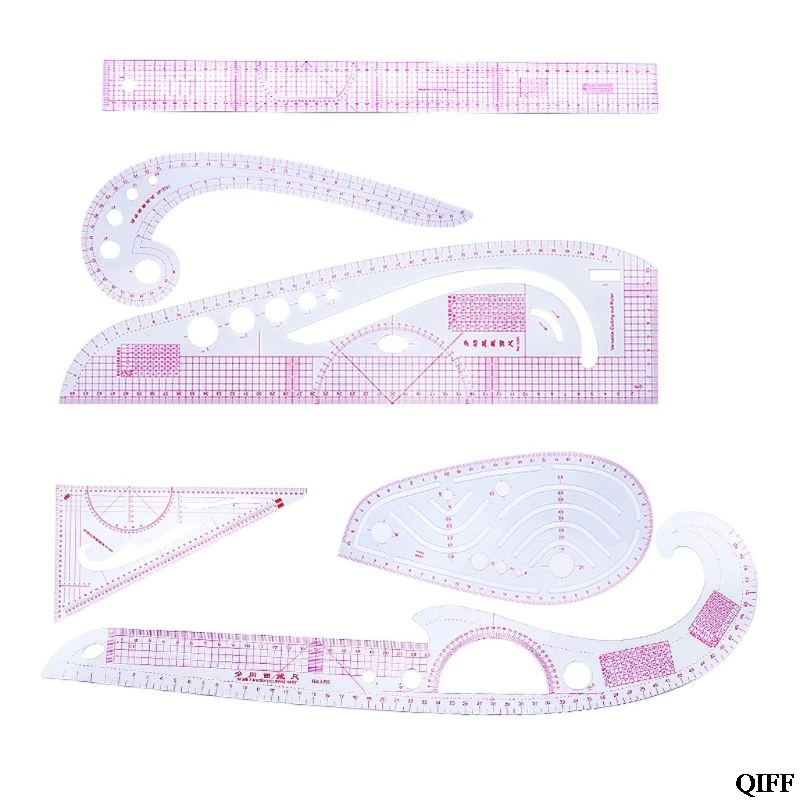 

Drop Ship&Wholesale 6pcs Practical Sewing French Curve Cutting Ruler Measure Dressmaking Tailor Drawing Craft Tool Set APR29