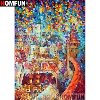 

HOMFUN Full Square/Round Drill 5D DIY Diamond Painting "Oil painting castle" Embroidery Cross Stitch 5D Home Decor A15874