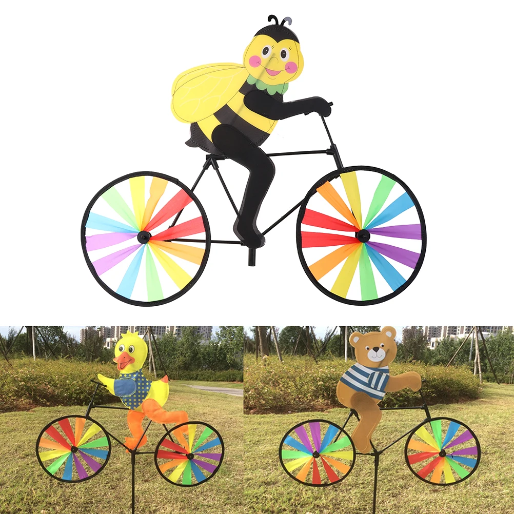 

1Pc Cute Kids Toy Style Colour sent by Random 3D Animal on Bike Windmill Wind Spinner Whirligig Garden Lawn Yard Decor