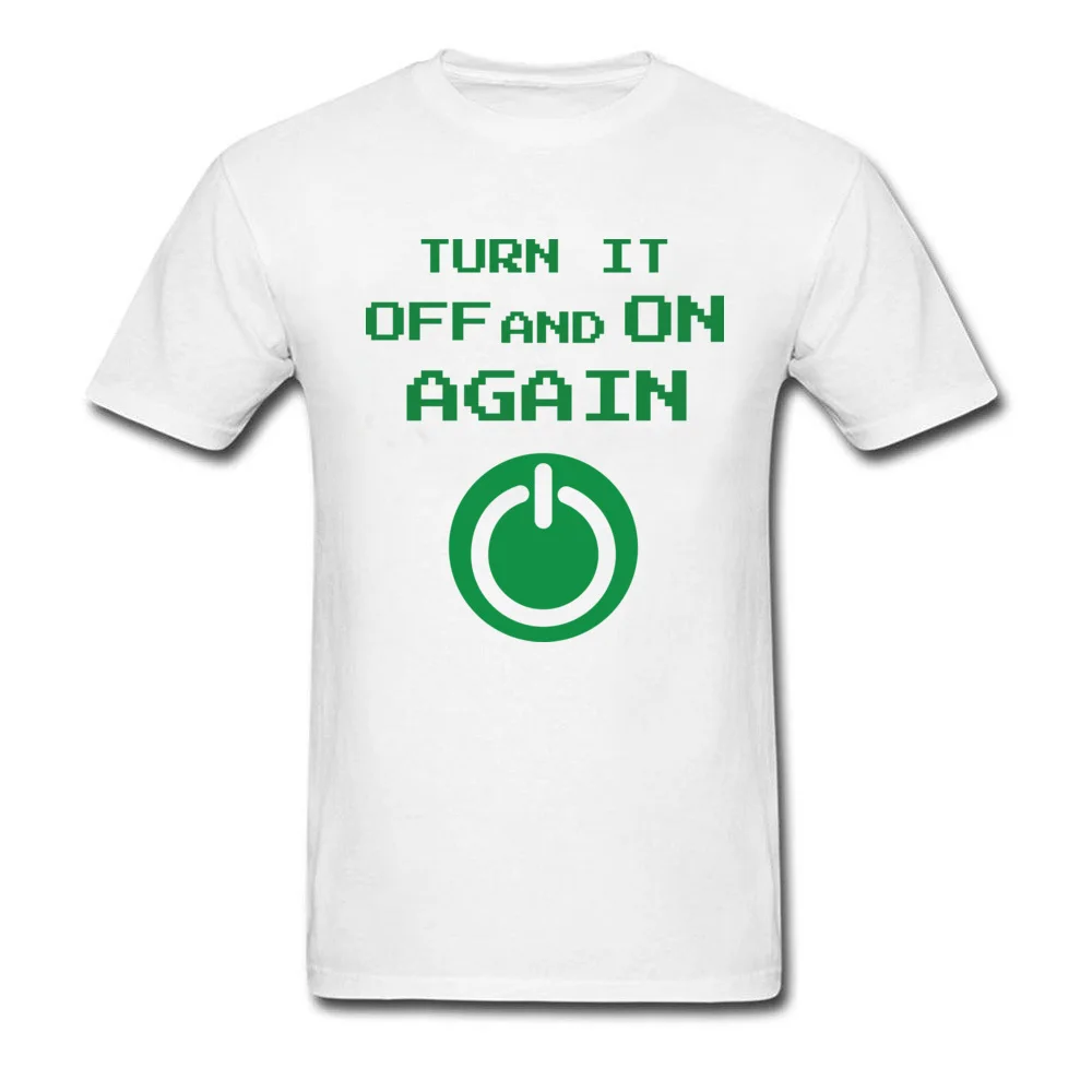 Brand Printed Casual Short Sleeve T Shirts ostern Day Crewneck 100% Cotton Tops Tees for Men Tee Shirt Casual Wholesale Turn it Off and On Again white