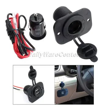 

12V 2.1A Car Motorcycle Dual USB Power Charger Adapter Plug Socket Outlet Truck Auto Universal Mobile Phone Power Supply Charger