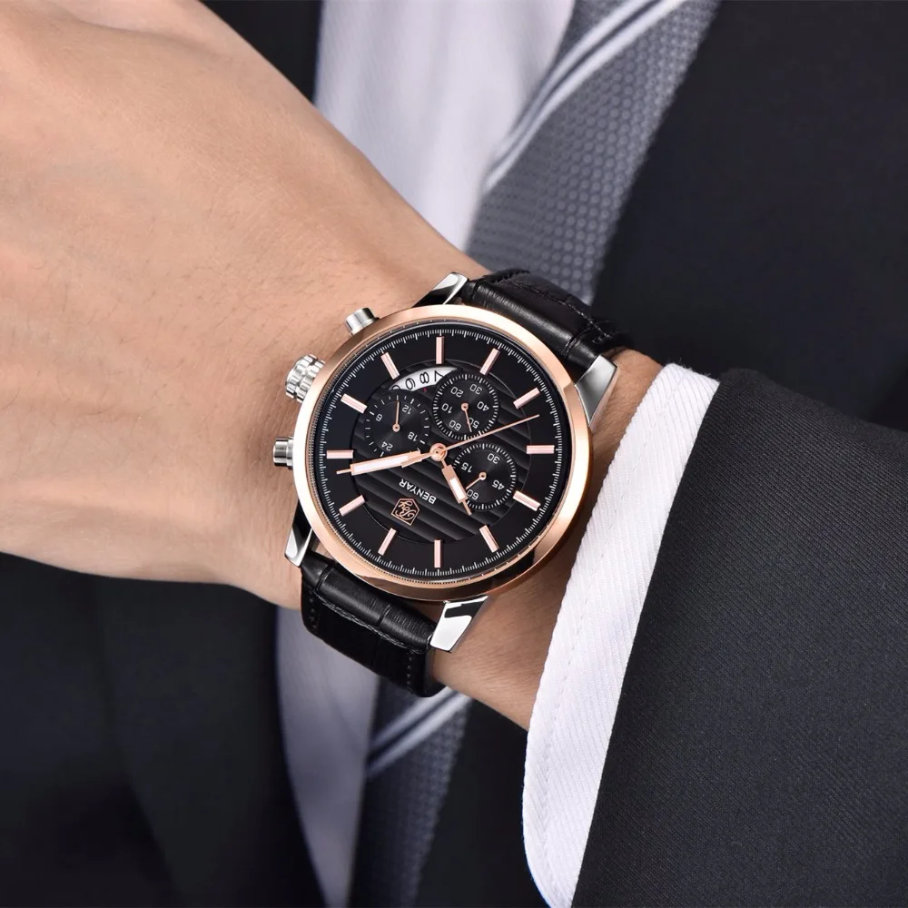 Reloj Hombre 2016 BENYAR модные спортивные мужские часы с хронографом Лидирующий бренд