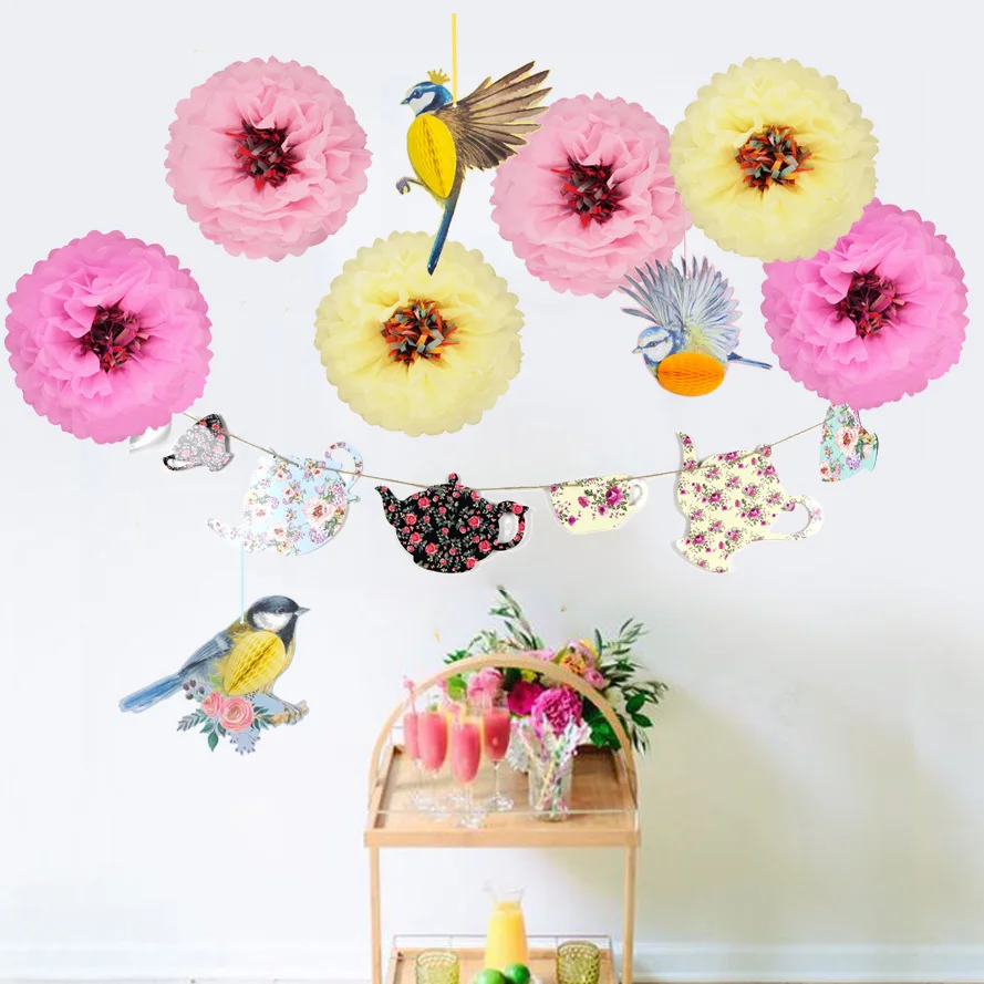 

Spring Decor Eye-catching Hanging Skylark Honeycomb Kids Teapot String Baby Nursery Bird Shape DIY Flower Garden Party Decor
