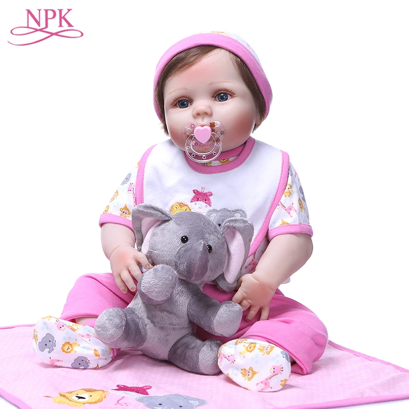 Npk New 55cm Bebe Reborn Dolls Realistic Full Silicone Girl Bby Doll