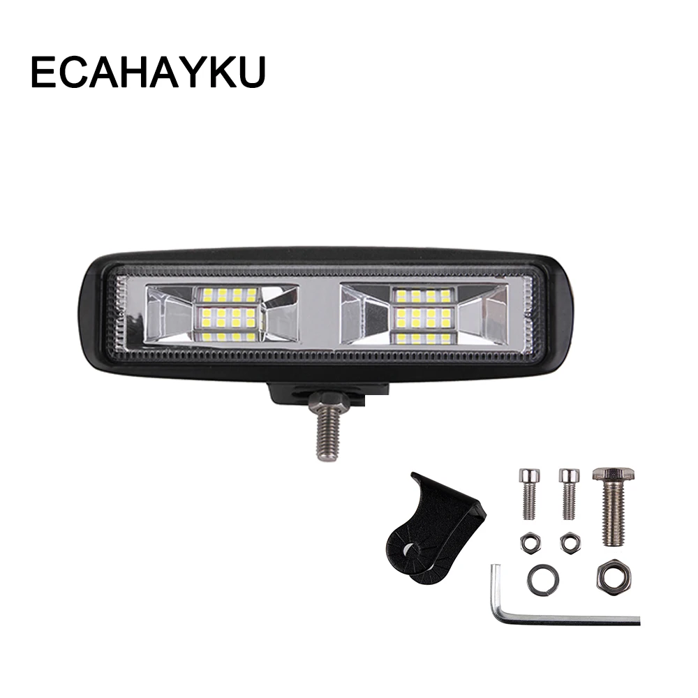 

ECAHAYAKU 1pair 24W LED 6 inch Work Light Bar Flood beam Off-road Car ATV 4WD Wagon Pickup 4X4 Motorcycle Driving Headlight Bar