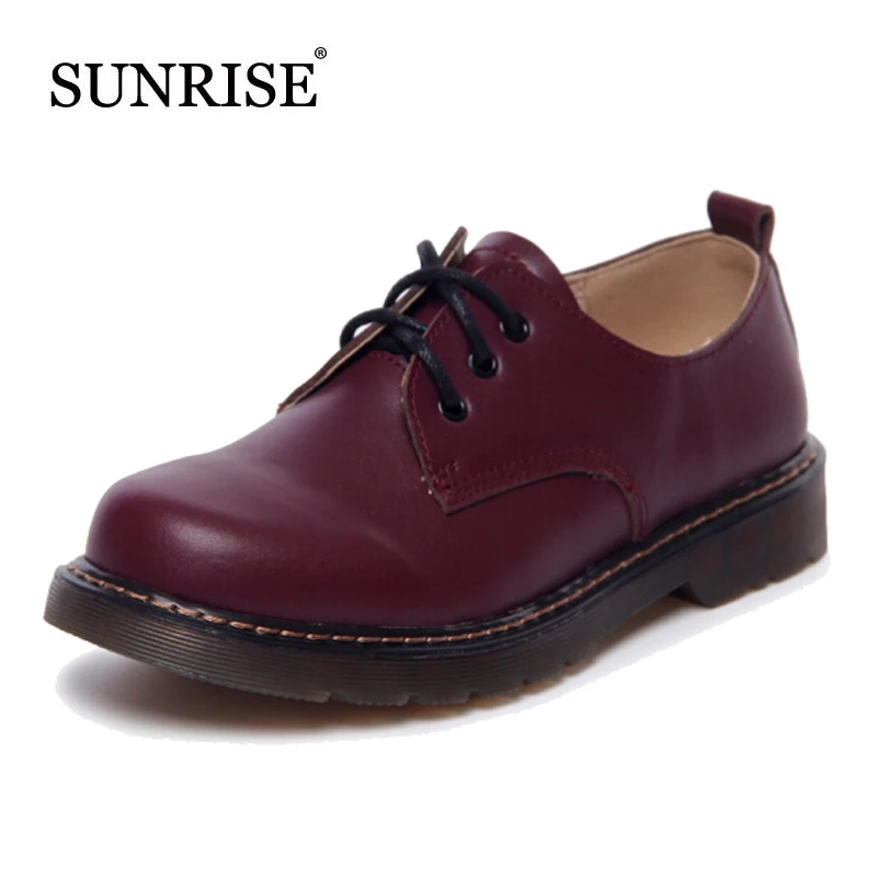 

4Colors Autumn&Winter Round Women Flats Retro Genuine Leather Martin Shoes Student Leather Casual Women's Shoes