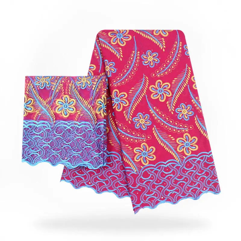 

Fuchsia Color Soft Cotton Fabric Swiss Voile Lace Material Embroidered Swiss Cotton Lace Fabric with Scarf for Lady 30