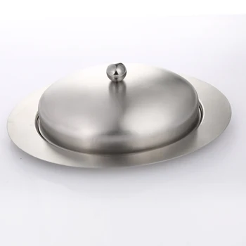 

Realand Top Stainless Steel OVAL Butter Dish Box Container Elegant Cheese Server Storage Keeper Tray with Easy to Hold Lid