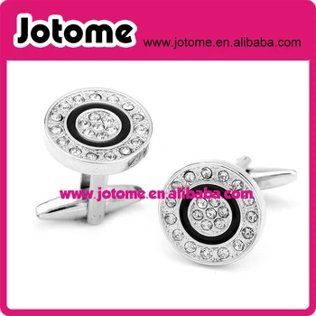 

Rhinestone Cufflinks silver copper wholesale cheap round shape cufflinks
