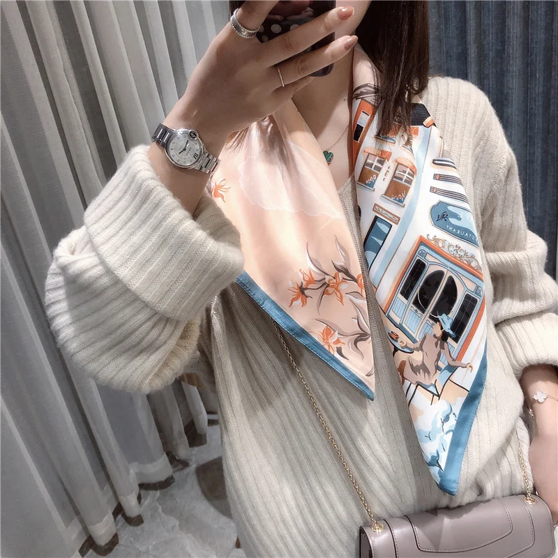 

2019 Design NEW Life Zebra printed silk square women's scarfs fashionable soft foulard femme summer Apparel Accessories 70X70cm