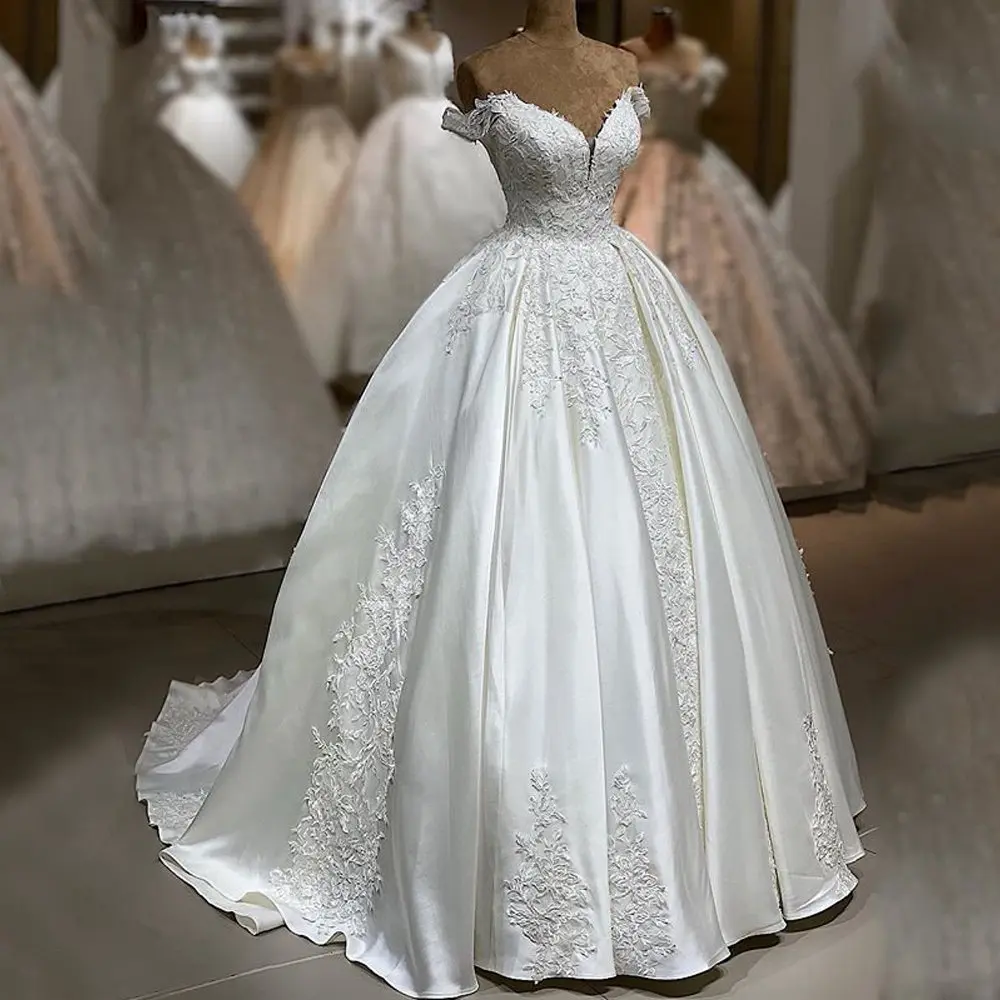 white satin bridal couture