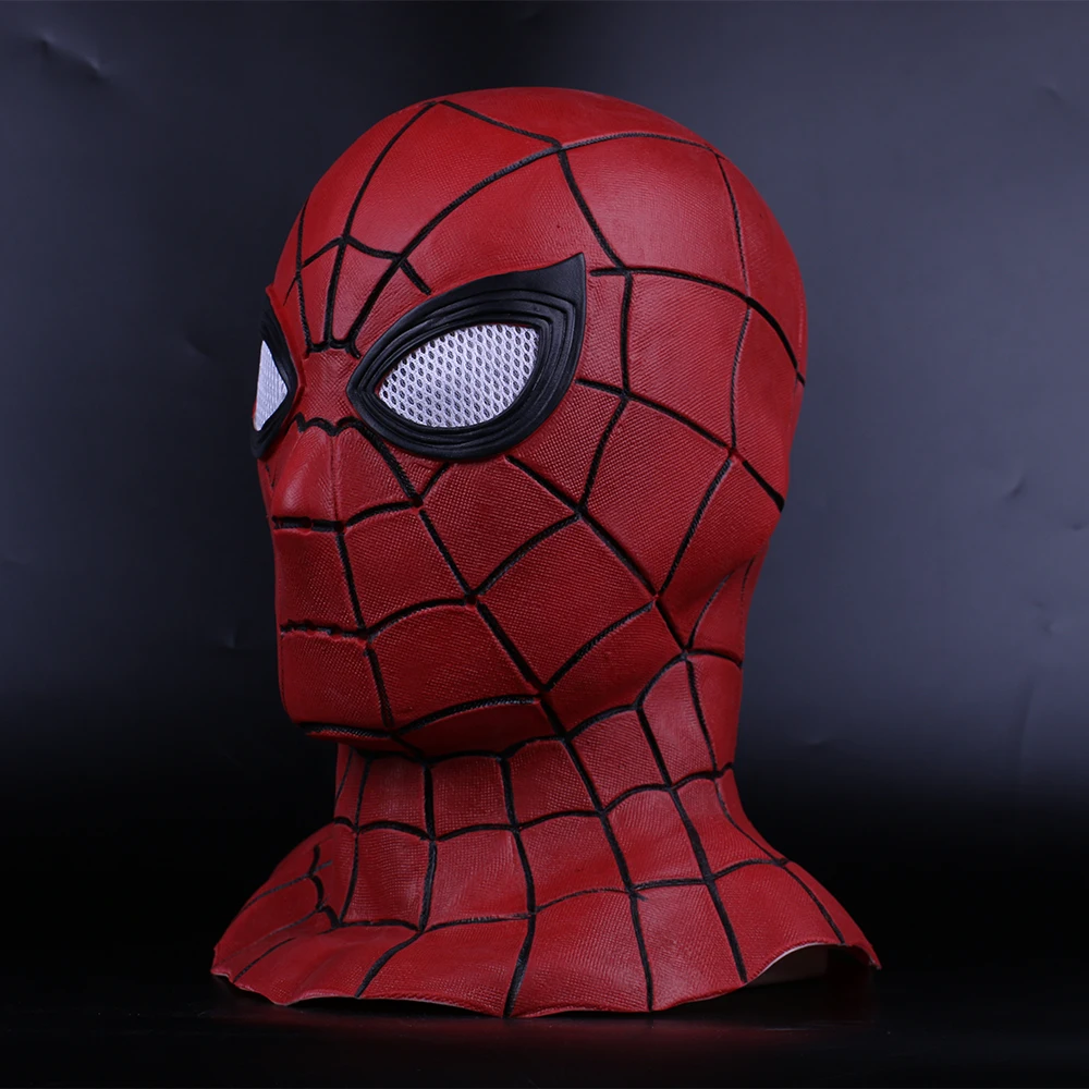 New Avengers Infinity War Superhero Spiderman Mask Red Black Cosplay Full Head adult party Halloween pvc mask prop (14)