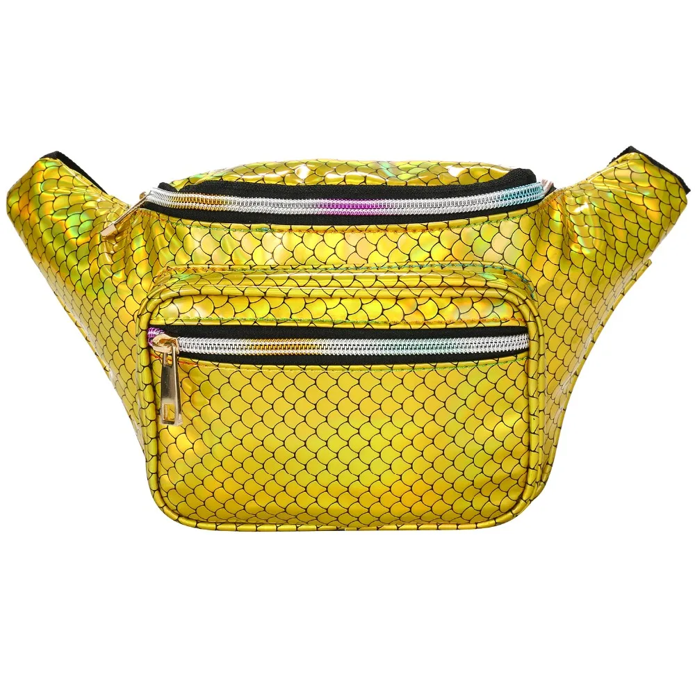 

SANSARYA Gold Mermaid Fanny Pack For Women Cute Festival Fashion Girls Shine Waist Bag