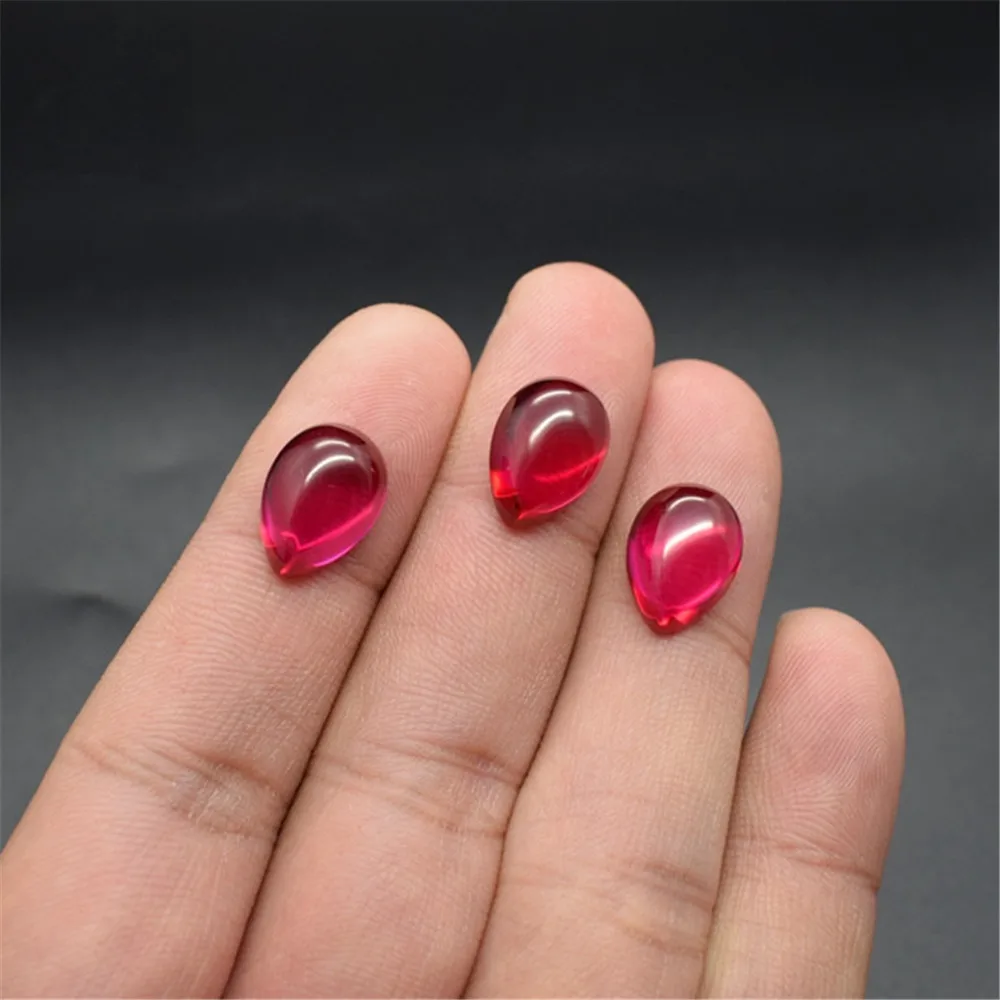 

Joanlyn Ruby Pear Shaped Cabochon Teardrop Cabochon Ruby Gem Multiple Sizes to Choose C42R