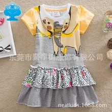 2016 Wholesale BABY Girl Clothes short Sleeve Girls Dress Kids pretty Dresses Full A-line children clothing cute style Q9102