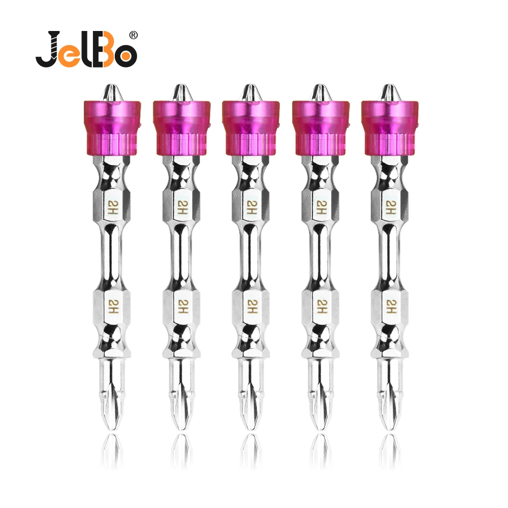 

Jelbo 5PCS Anti-slip Purple Magnetic Ring Double Head Electric Screwdriver Set S2 Steel Hardness Electrical Screw Driver Bit