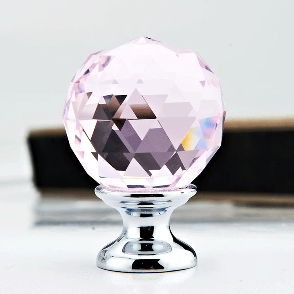 Multicolor K9 Crystal Round Ball Knobs Furniture Glass Drawer Handles