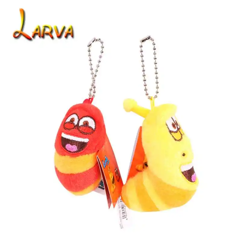 

5/10CM Mini Larva Plush Toy Keychain soft Animal Cute Charms Car Pendant With toys boy Doll Birthday Christmas Gift For Children