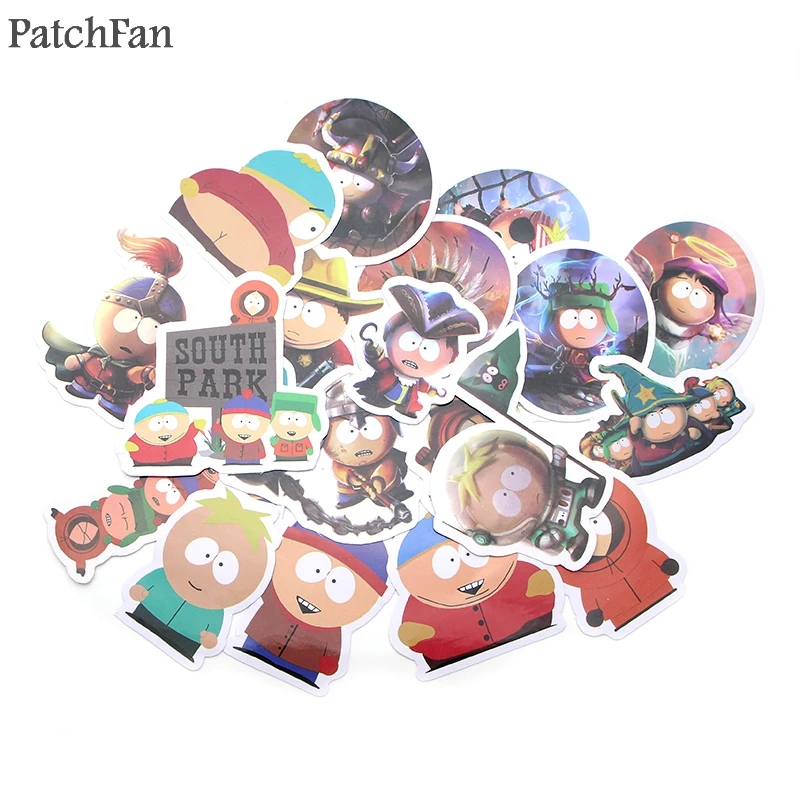 

Patchfan 21pcs South park Pvc Waterproof Stickers For diy scrapbooking Luggage Skateboard Laptop Moto Bicycle Wall Guitar A1081