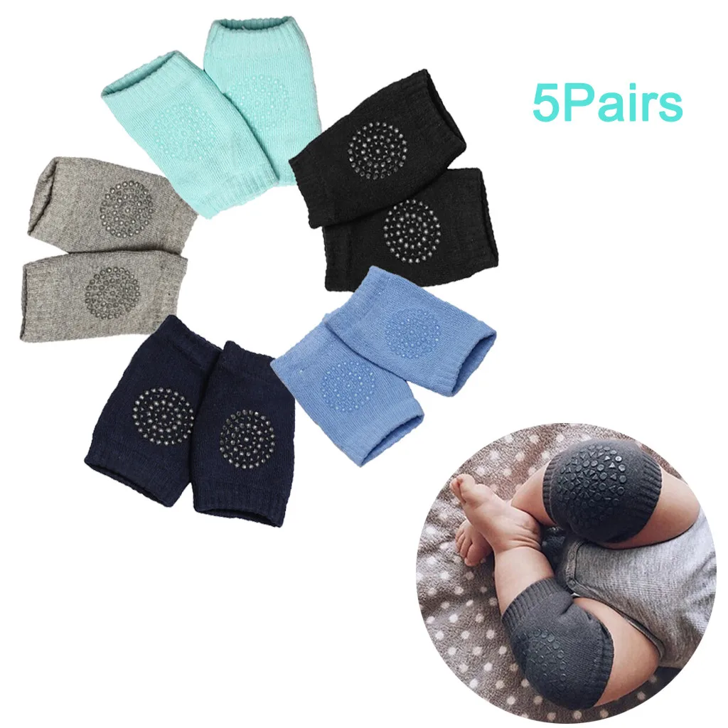 Baby Crawling Anti-Slip Knee Unisex Baby Toddlers Kneepads 5 Pairs Anti-Slip Knee Pads, Baby Toddlers Kneepads