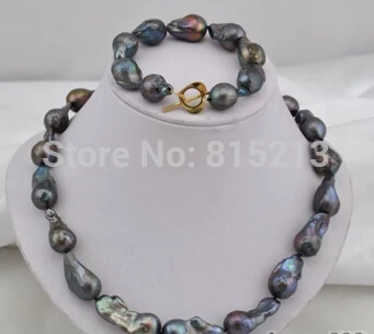 

ddh001017 baroque black reborn keshi pearl necklace 8"20mm bracelet