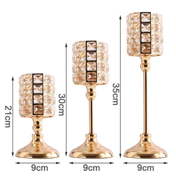 

Nordic Candlestick Ornaments Gold Crystal Candle Holders Tealight Table Candlestick for Home Christmas Decoration