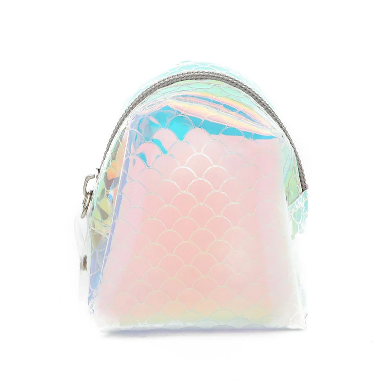 

Fashion Laser Coin Bag Purses Girl Kid Mini Boy Change Wallets Gift Fish Scale Zipper Pouch Holder Children Simple Storage Money