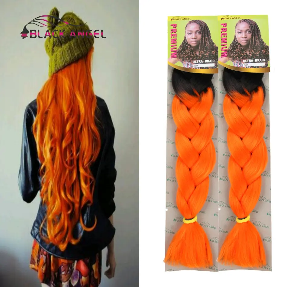 Two Toned Color Black To Orange Ombre Xpression Ultra Jumbo