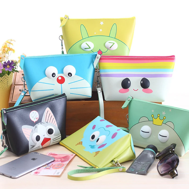 

Hot Sale Korean Waterproof PU Cosmetic Bags Cattoon Women Makeup Bag Ladies Make Up Box Toiletry Bag Portable Pouch 8 Styles 40