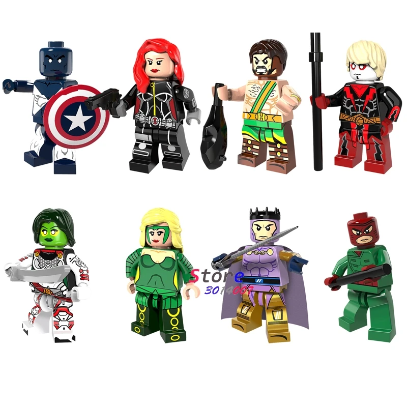 

Single Super Hero Marvel Vance Astro Black Widow Heracles Adam Warlock Gamora Amora Wrecker building blocks toy for children