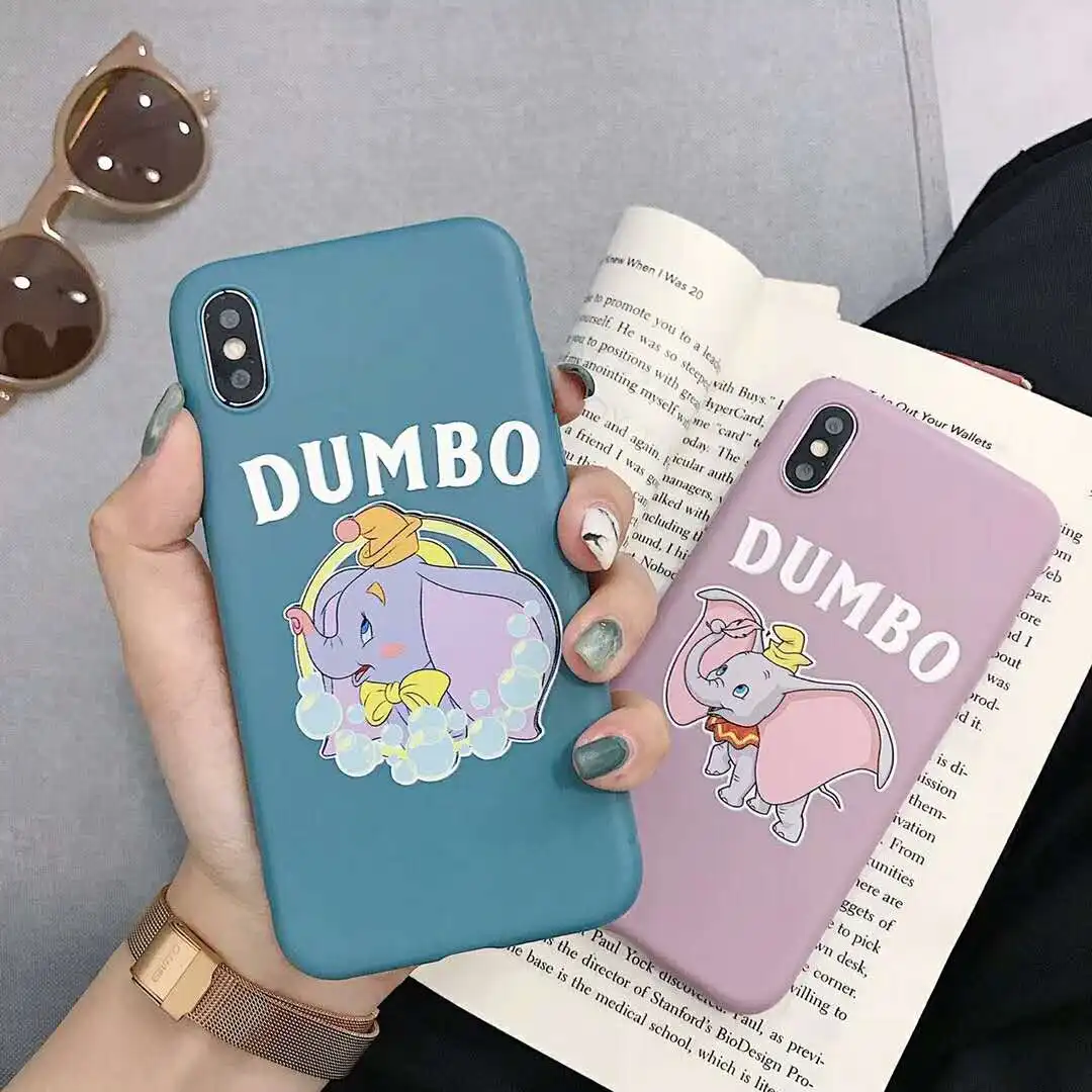 

Cute Fly Elephant Cartoon Soft Thick TPU Case for iPhone 6 6S 7 8 Plus X XS MAX XR Candy DUMBO Scrub phone Back Cover Case coque