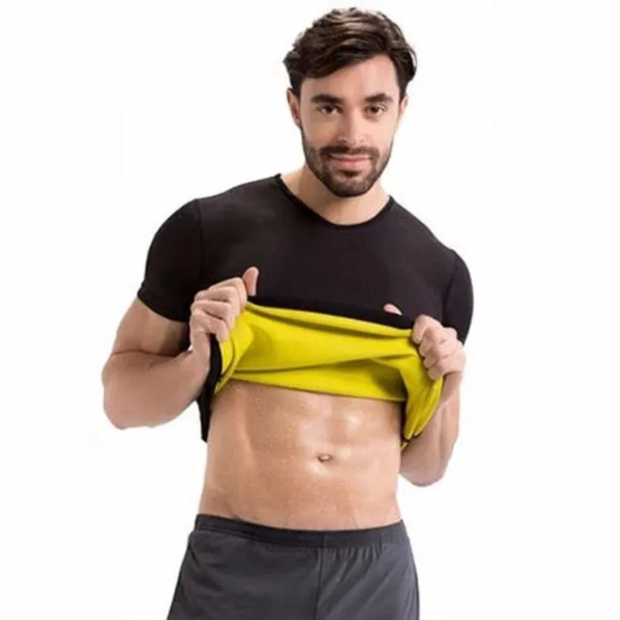 

Men's Slimming Shirt Tops Shapewear Tight Short Sleeve T-Shirt Body Shapers Neoprene Waist Trainer Super Stretch Sweat Sauna